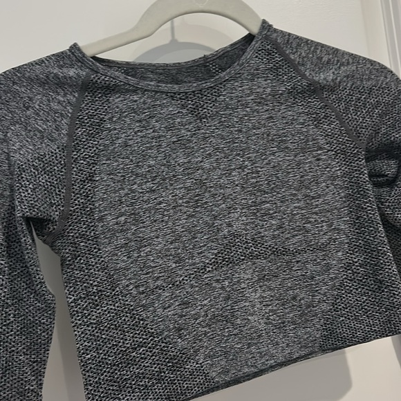 Gray Long Sleeve Workout Top - Picture 2 of 4